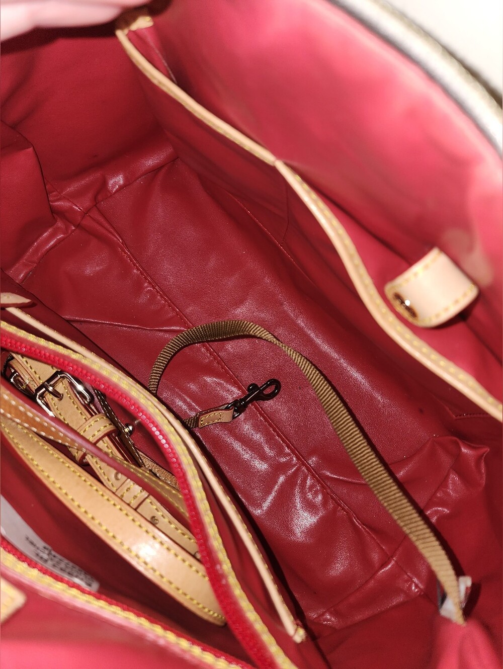 Dooney & Bourke Black Pebbled Leather Olivia Satchel Tan Handles - Picture 7 of 11